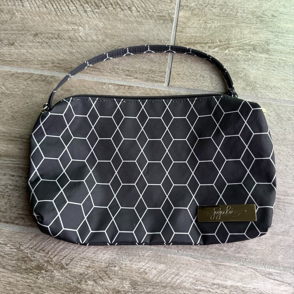 Jujube Diaper Bag Clutch Wristlet Purse Black White 11.5x7”